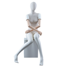 Seated woman custom make fashion used shop display linen adjustable female sitting mannequin